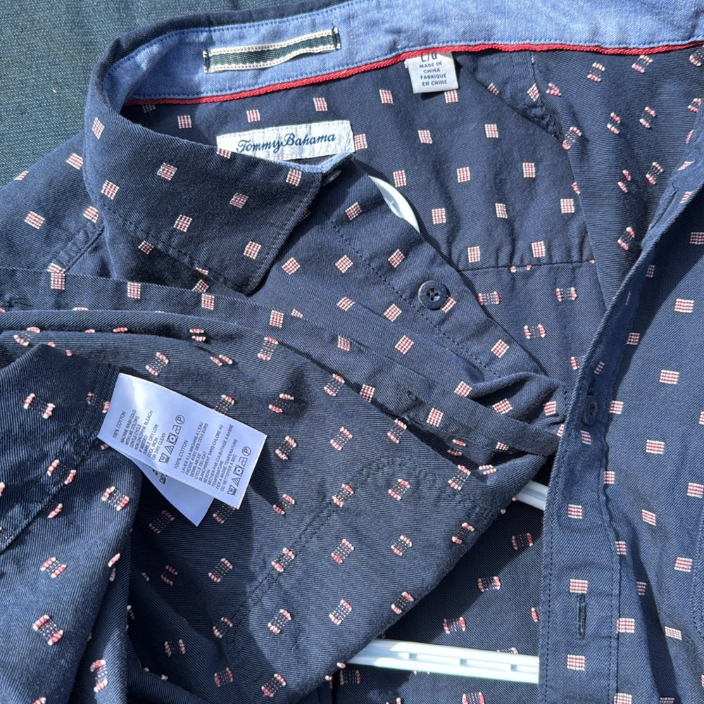 Tommy Bahama cotton Blue patriotic Button up short sleeve shirt large nwot - Picture 5 of 7